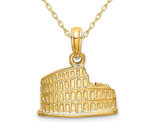 14K Yellow Gold COLISEUM Charm Pendant Necklace with Chain